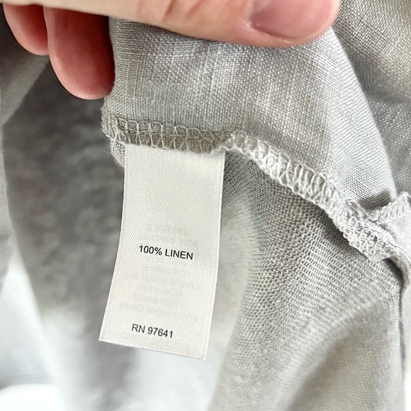 J. Jill Love Linen Grey Pleated Placket ¾ Sleeve Tunic Top Size Large - Picture 8 of 9